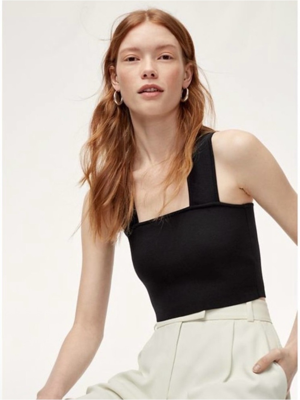Aritzia Babaton Torsten Knit Cross Back Crop Top